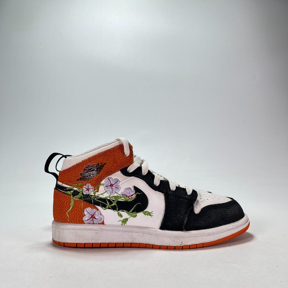 Air Jordan 1 Mid SE Basketball Blossom High Top Sneakers DQ8393-100 Youth Sz 1Y